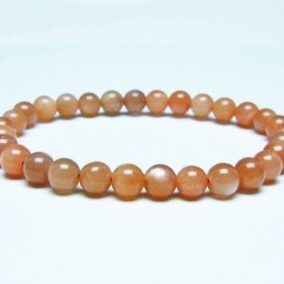 オレンジムーンストーン ブレスレット 6mm 一点物 メール便可 [M便 1/10] 111-48564
