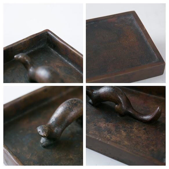 津田信夫 鼬 イタチ 共箱 明治～昭和初期の鋳金工芸作家 東京美術学校