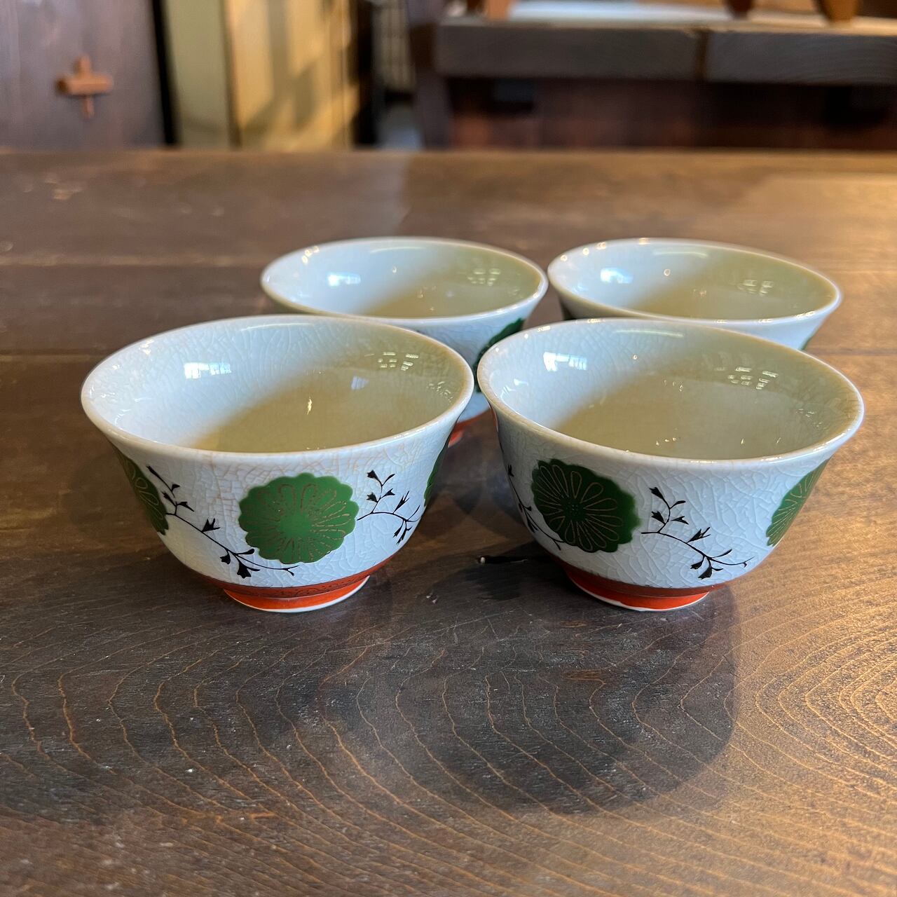 直販専門店 美品 源右衛門 直径17cm 花柄青装飾フラワー型皿5枚セット