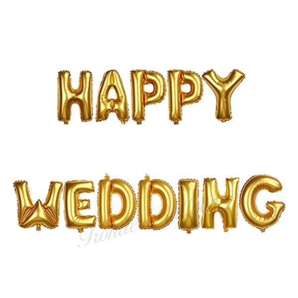 Happy Wedding 風船 ハッピーウェディング 文字 バルーン 全12文字セット 結婚式 二次会 披露宴 パーティ ゴールド シルバー フォトジェニック ぺたんこ配送 Db 101 幸せを運ぶ風船shopフロンティアバルーン