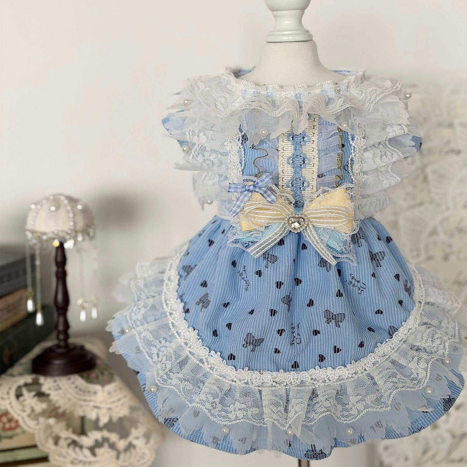 スカイブルーリボンプリンセスワンピース 00960