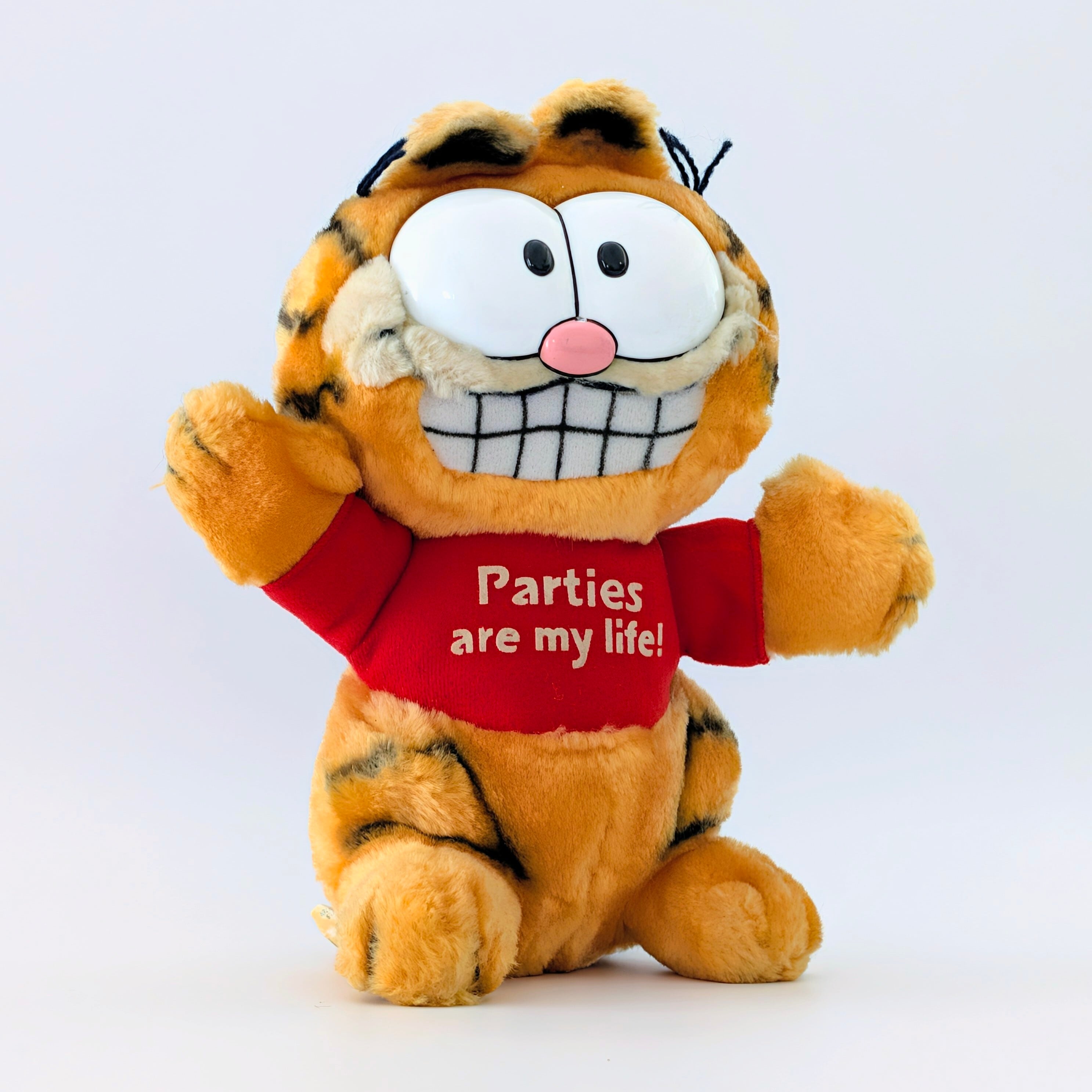 ☆ VINTAGE 1988 ☆【 Garfield ( ガーフィールド ) 】『 Garfield HAPPY HOLIDAYS Parties are my life!（パーティーは俺の人生！）』ガーフィールド10周年記念限定 / ぬいぐるみ / プラッシュ / plush / 1980年代年製 〚アメリカン雑貨 アメトイ〛