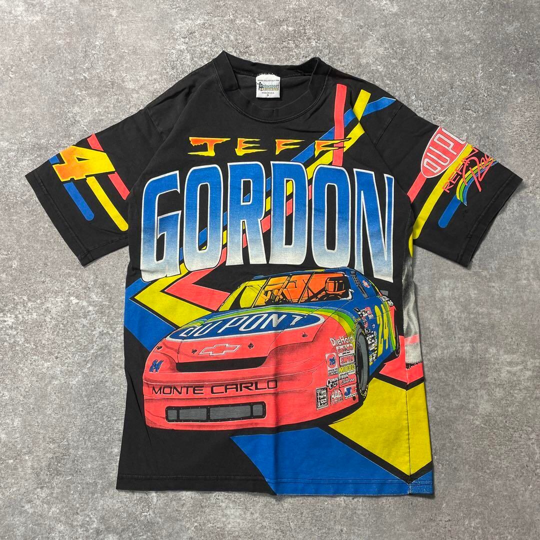 1995年 vintage Gordon 車 総柄 Tシャツ シングルステッチ