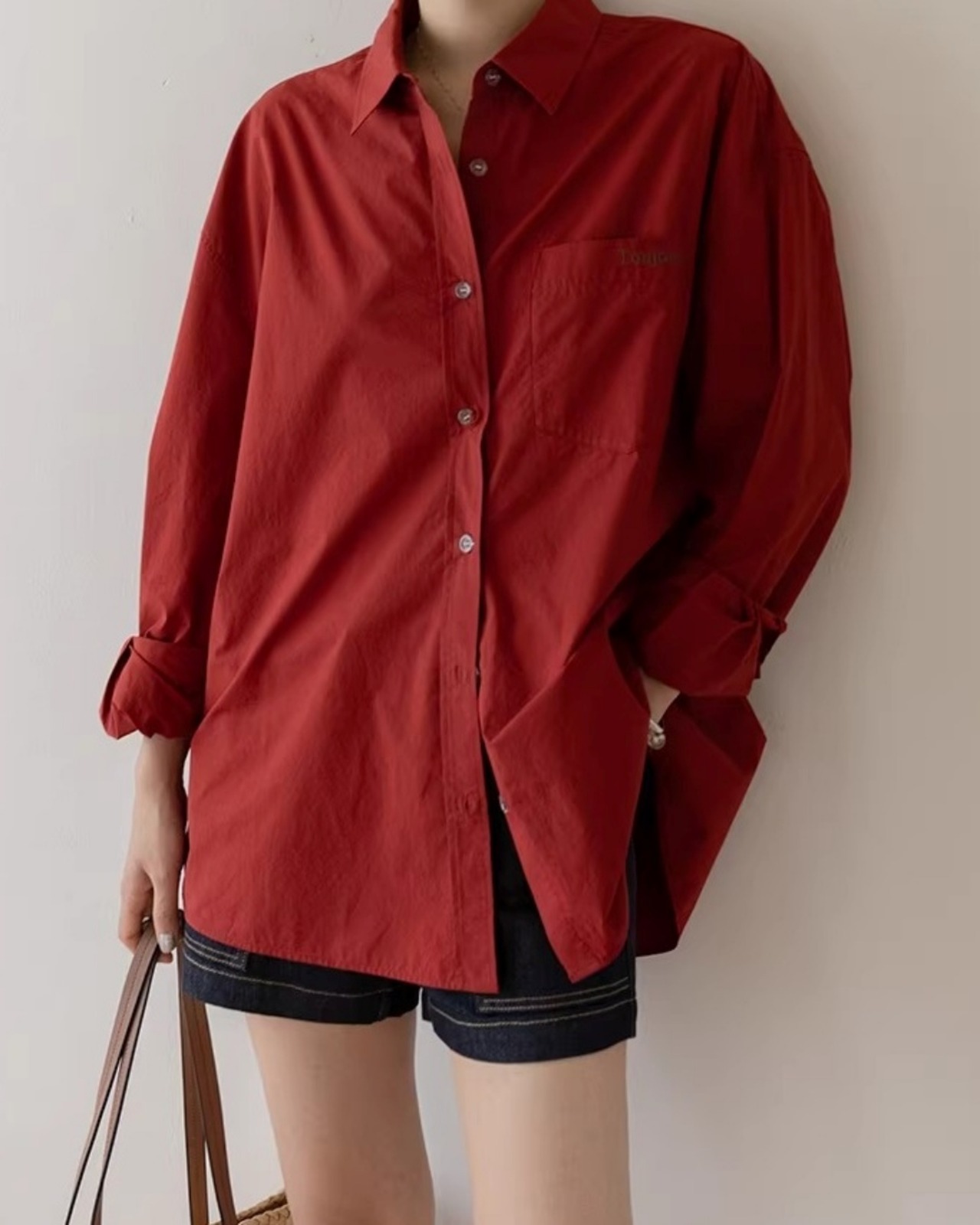 Solid long sleeve oversized Shirt L0154