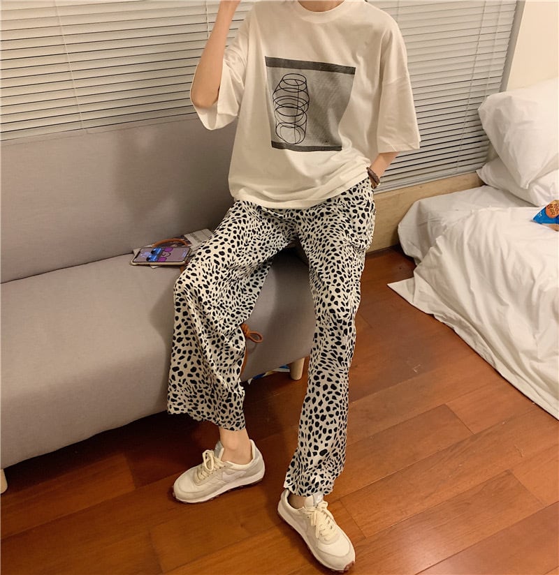 レオパード柄パンツ×ロゴTシャツ No.00030 | 7822