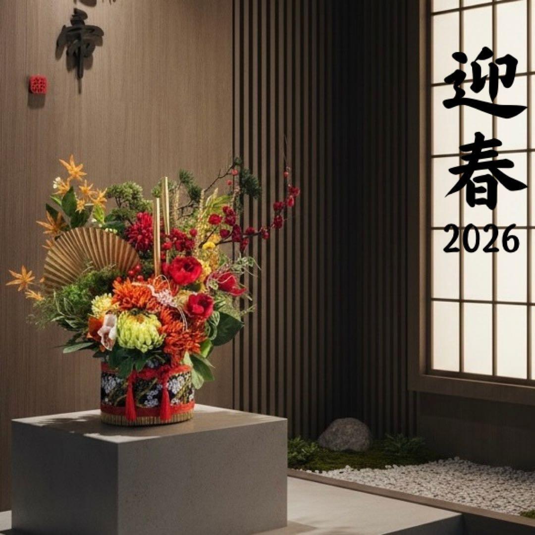 ⑥【特大70cm】豪華松竹梅アレンジメント／店舗・商業施設用・新年飾り