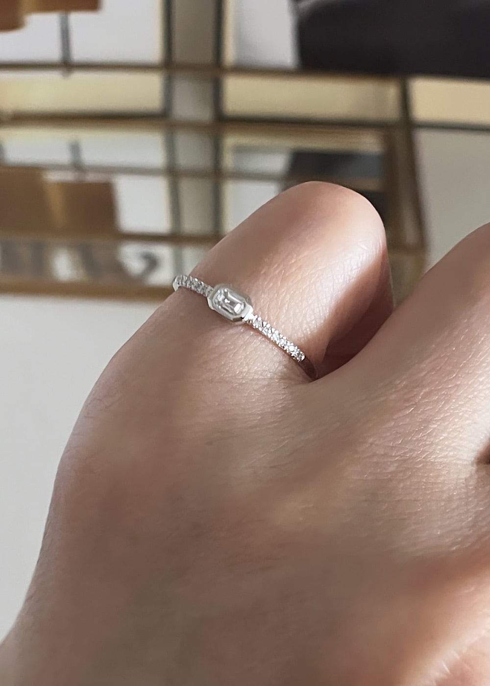 エメラルドカット ダイヤモンドリング M 0.10ct プラチナ チェカ 鑑定