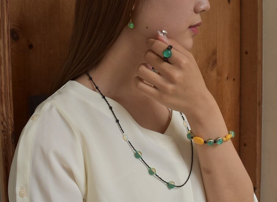 CG48　翡翠　琥珀　ブレスレット a7e914174052bd1da16ddb779baa11