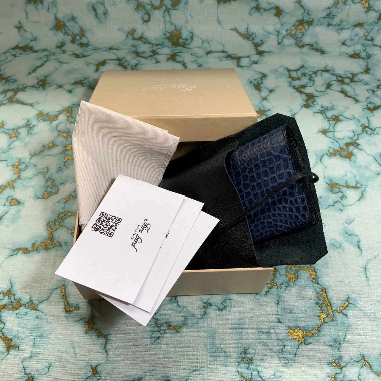 カード＆名刺入れ】ポロサス(vintage denim)&サドルプルアップ