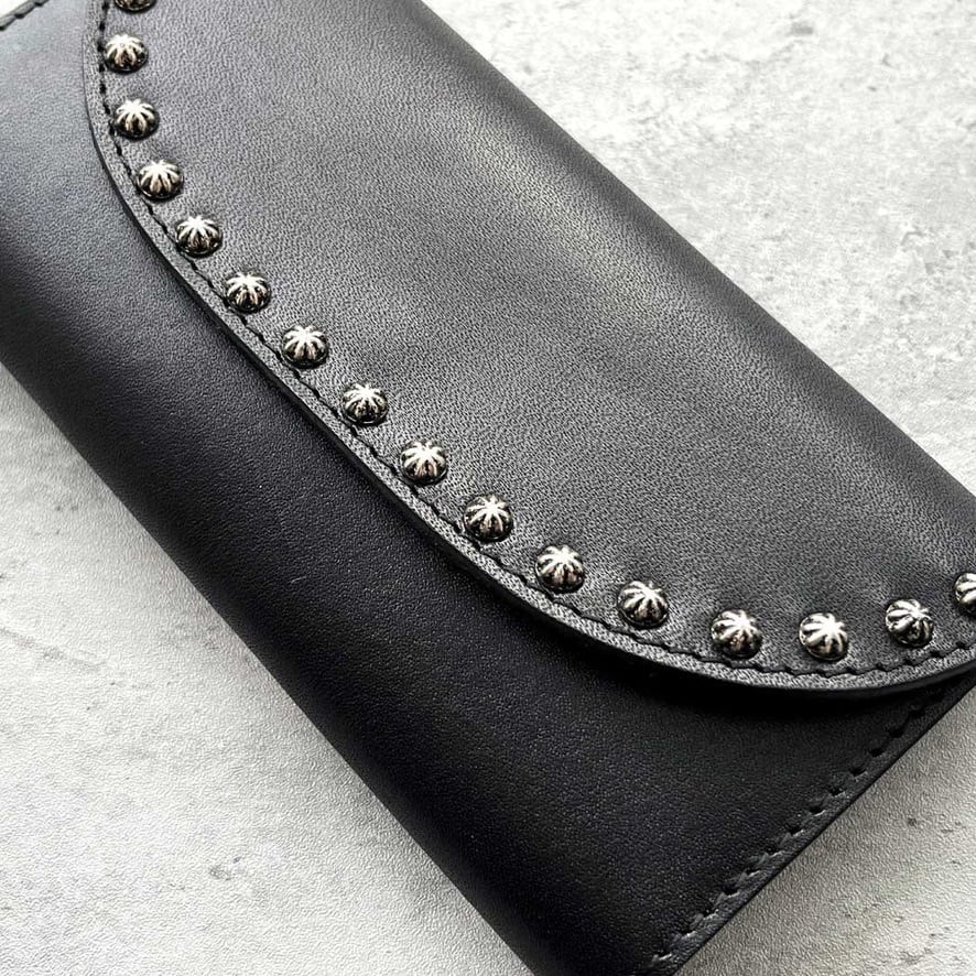 栃木レザー スタッズロングウォレット 長財布 日本製 Made in Japan