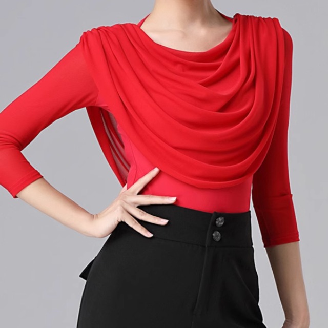 ドレープネック ミッドスリーブデザイン トップス ds0200