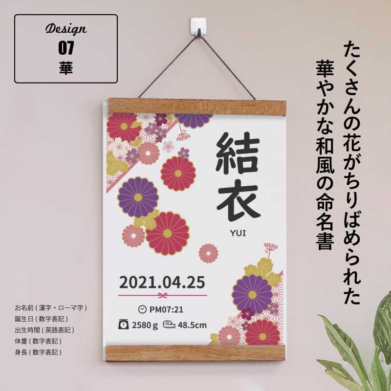選べるデザイン12種類〉命名書 ハローエンジェル ベビーアートポスター