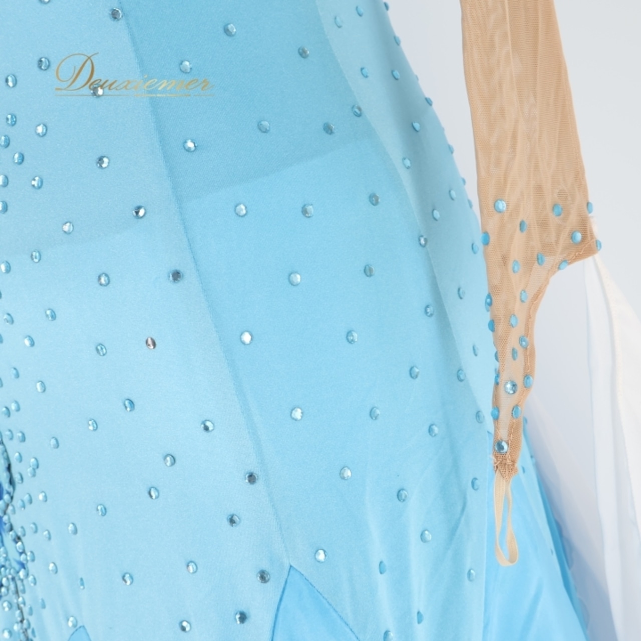 社交ダンス 衣装 スタンダードドレス ワンピース ドレス スタンダード 水色 フロート レース デモ 競技 ダンス パーティ 発表会 白 グラデーション Leirena レイリーナ ブルー系 ホワイト系 フリル 可愛い エレガント スタイリッシュ 青色 発表会用