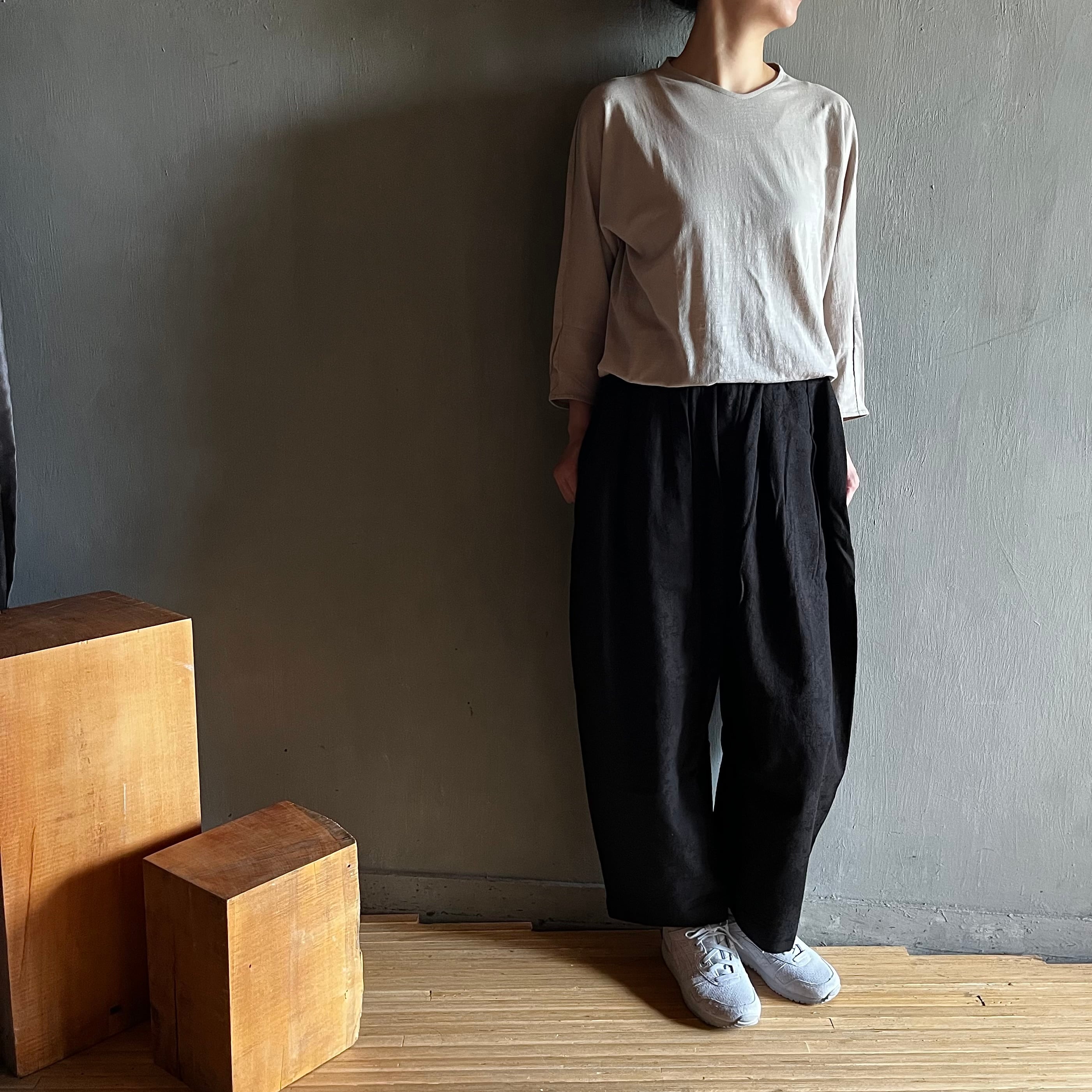 MITTAN｜絹綿麻ジャガードパンツ PT-90 黒 | CORNER_122