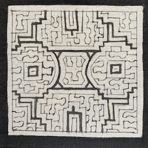 泥染め布2小型 20x19cm シピボ族の泥染め ポットマット 泥染め布2小型 20x19cm シピボ族の泥染め ポットマット