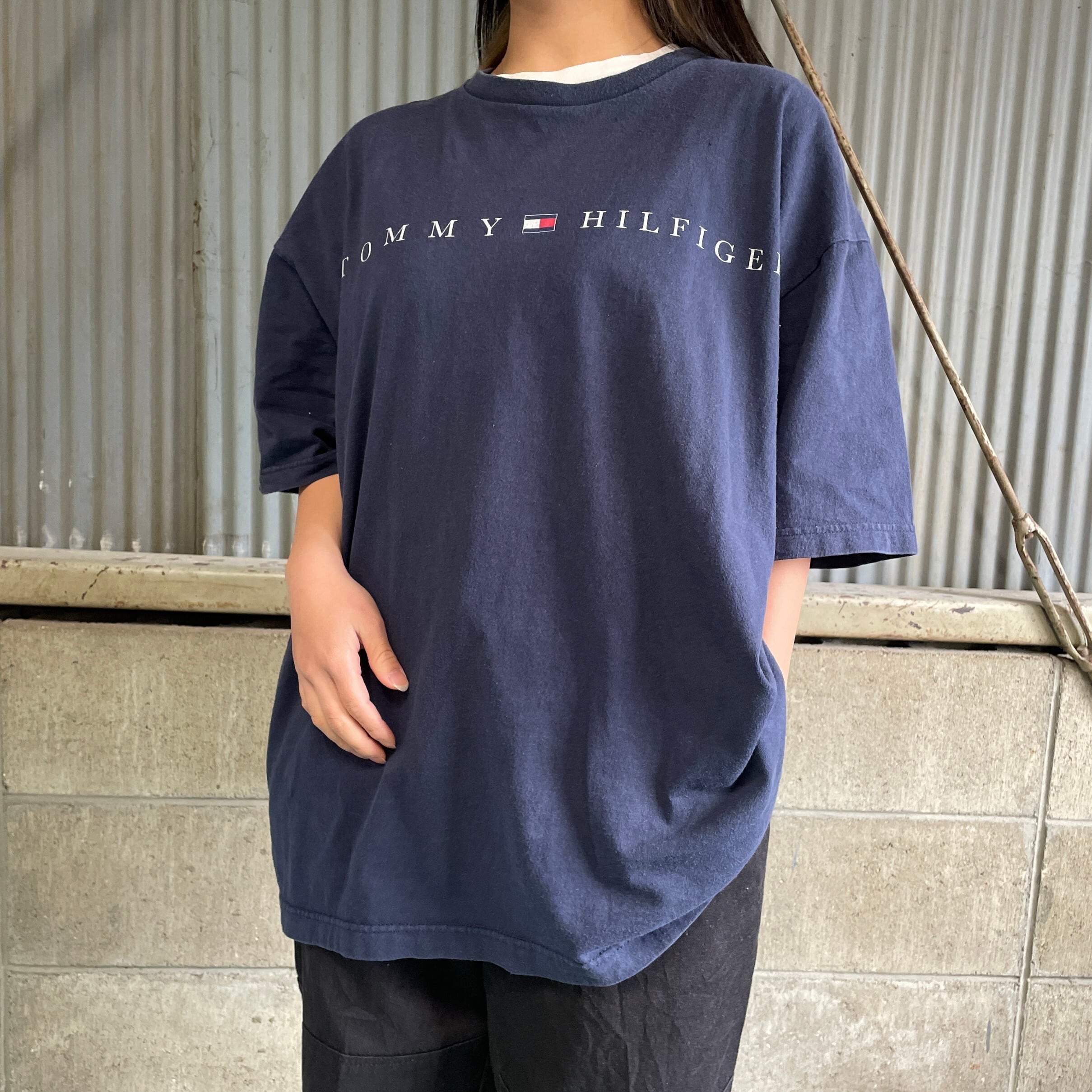 希少❗️90sヴィンテージ　オールドトミー　ビッグロゴ　ネイビー紺色　Tシャツ