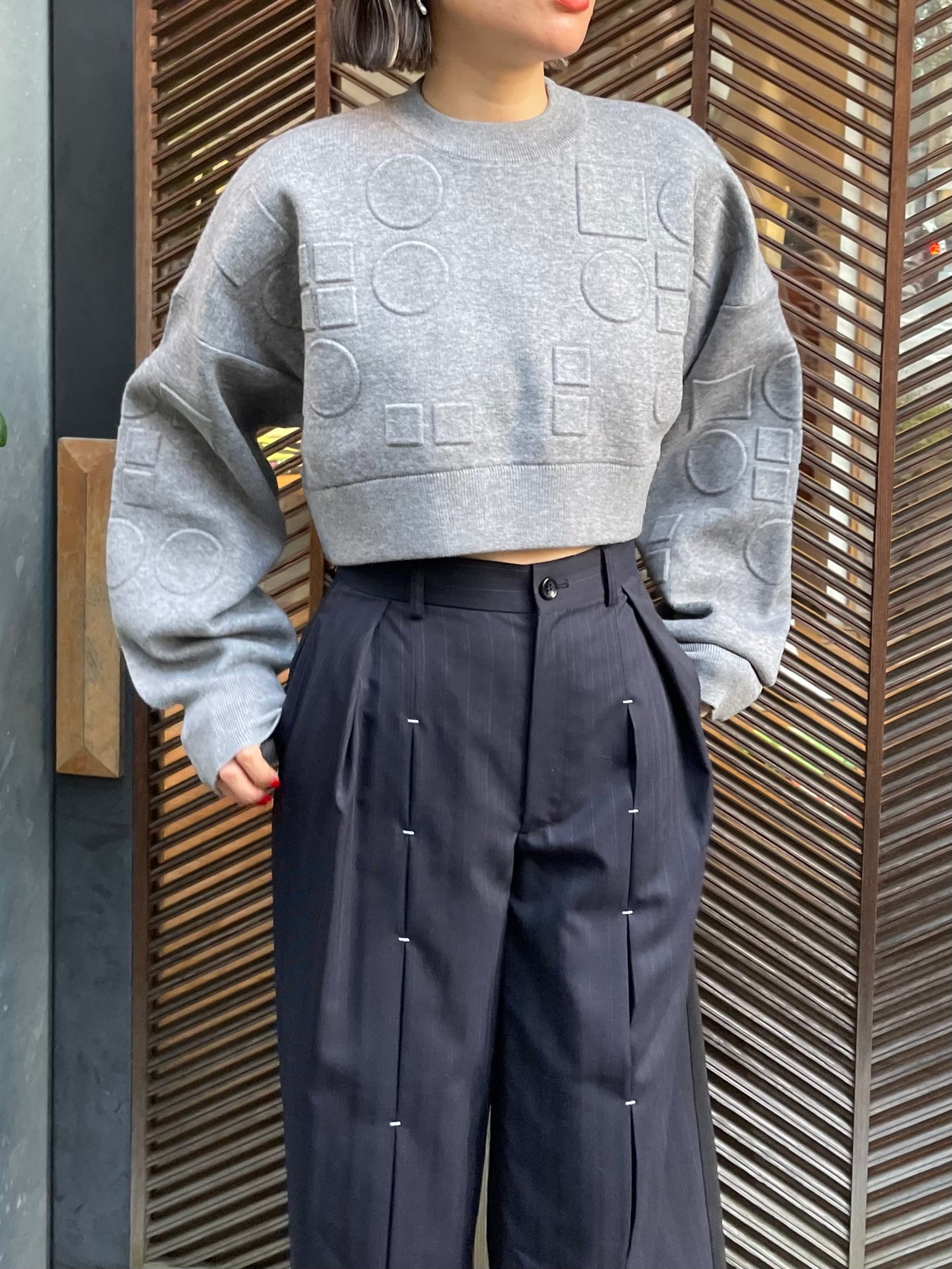 AWENFOLD エンフォルド / O EMBOSS CROPPED PULLOVER   TRENT