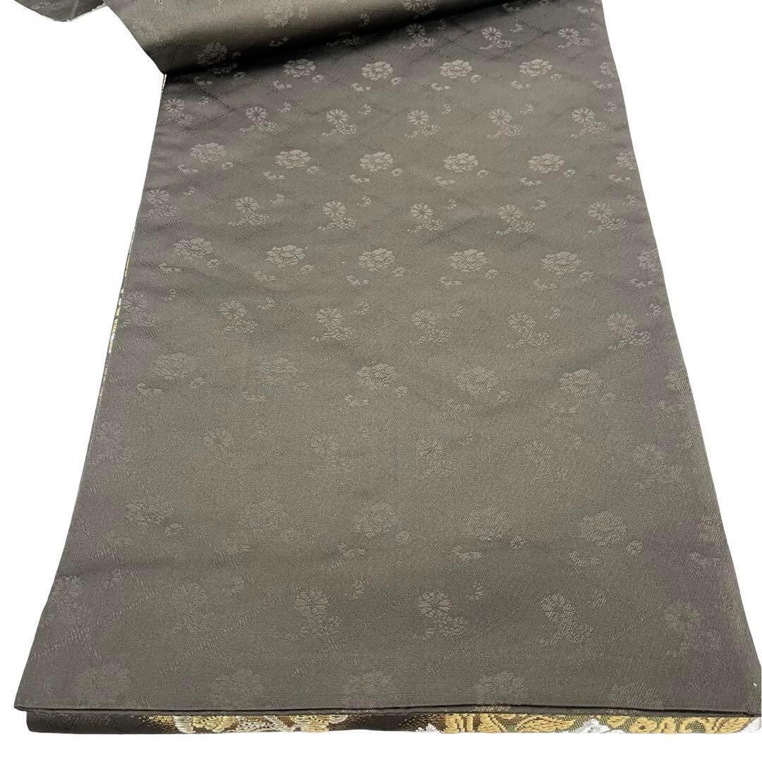 袋帯 菱形に美しい花柄模様 金銀糸 千歳茶色 O-3818 | リユース着物  