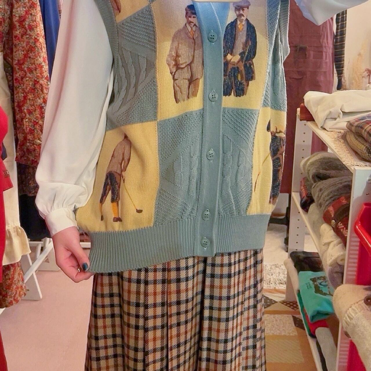 pale green golf check vest