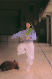 bi-tone frill strap Green×Gray