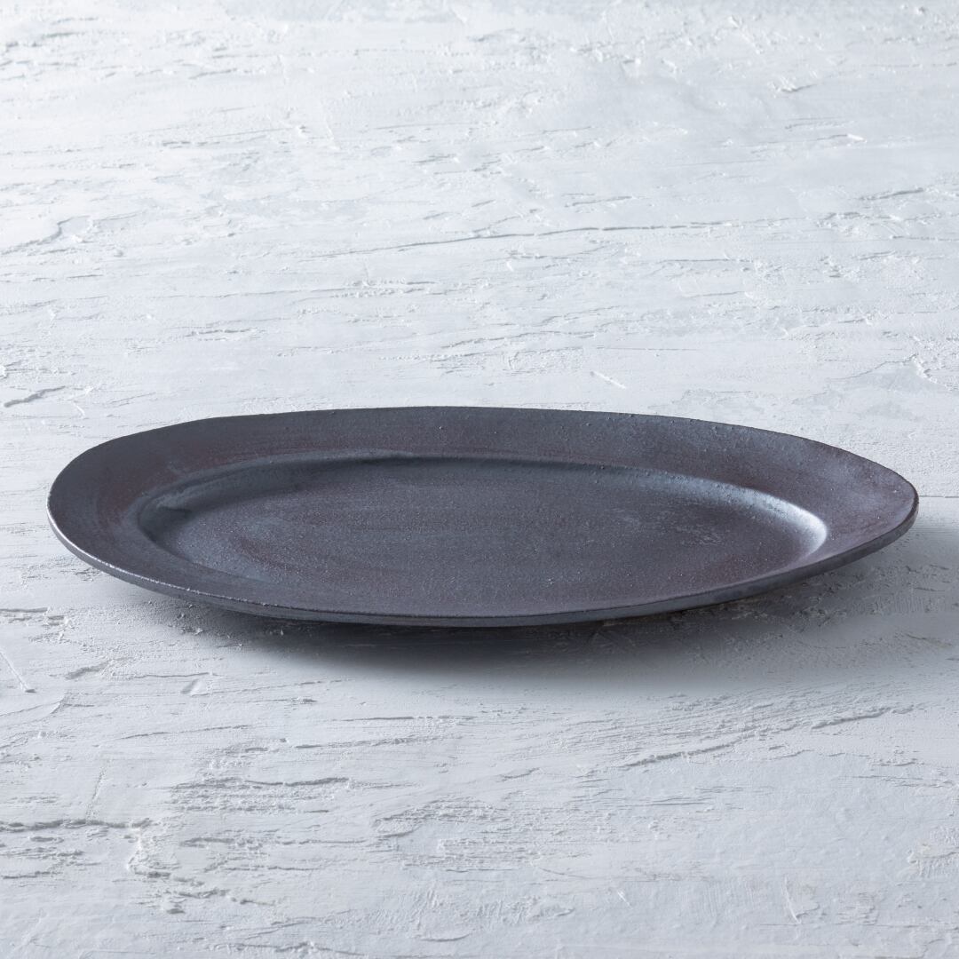齊藤十郎／鉄 33cm×22cm 楕円皿 | 器のチカラ