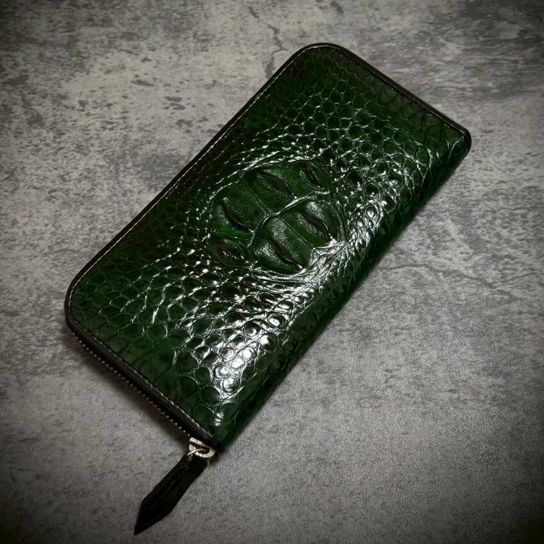 ※特別仕様 シャイニング クロコダイル パイソン 長財布 グリーン 証明書付 緑 クロコダイル × パイソン メンズ財布 長財布 レディス財布