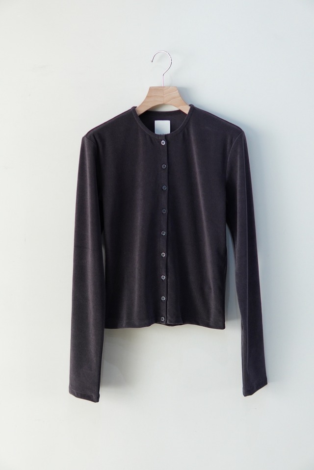 little suzie / High Gauge Pile Tight Hem Cardigan / Charcoal