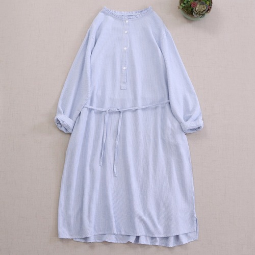 2色／ハーフボタンウエストリボンワンピ ・8624