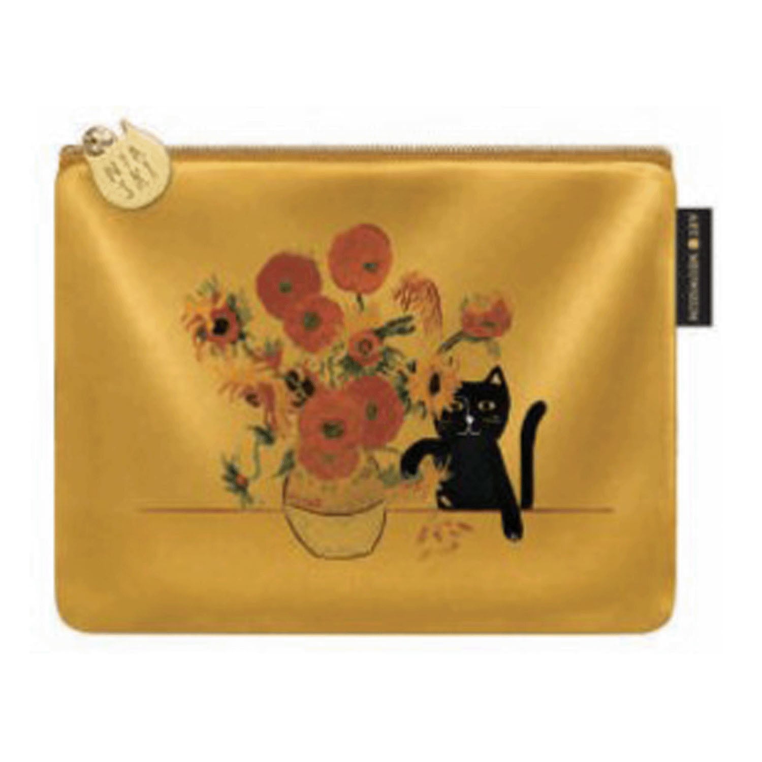 ニャースキー サテンパフポーチ Sunflowers Cat | 奈良の愛らしい猫の