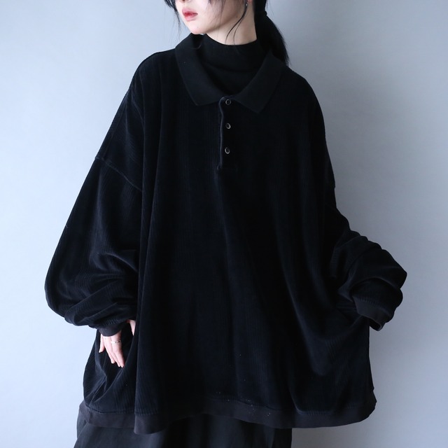 XXXXXX super wide over silhouette black velours pullover