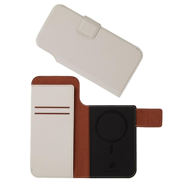 Deff ディーフ SNAPCOVER2 手帳型スマホカバー MagSafe対応 Pixelsnap対応 マグネット着脱式 カード収納 2WAYスタンド機能 iPhone用 Google Pixel用 Mサイズ アイボリー