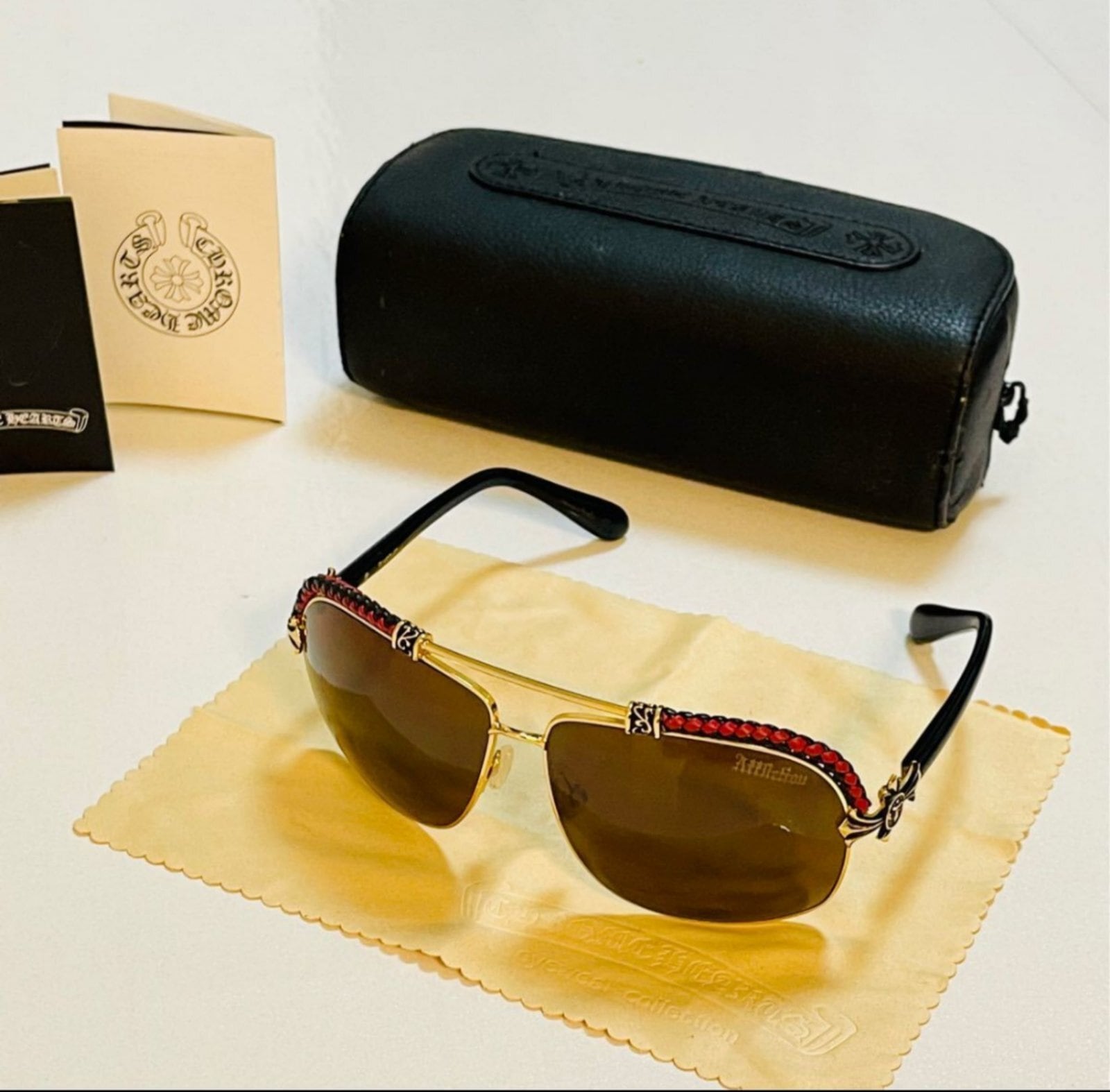 CHROME HEARTS TAINT DB-BRDL サングラス メタル×革