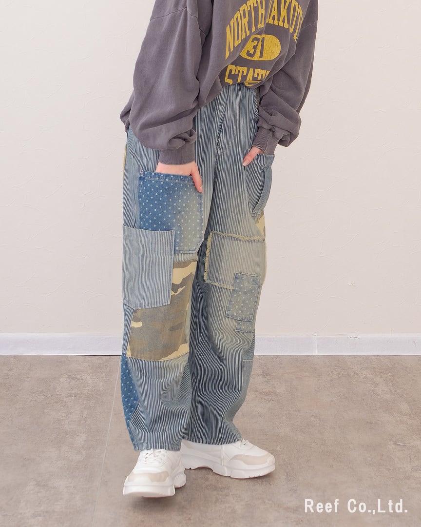 りーサン デニム×迷彩柄 パッチワークパンツ デニム×迷彩柄パッチワークパンツ | &Vogue STORE
