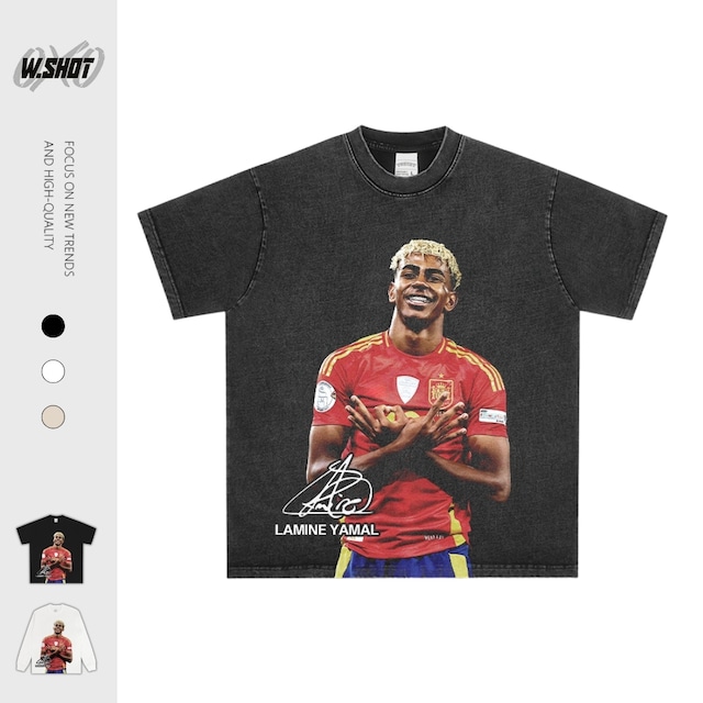 VINTAGE ストリート Lamine サッカープリント Tシャツ T2213 VINTAGE ストリート Lamine サッカープリント Tシャツ T2213