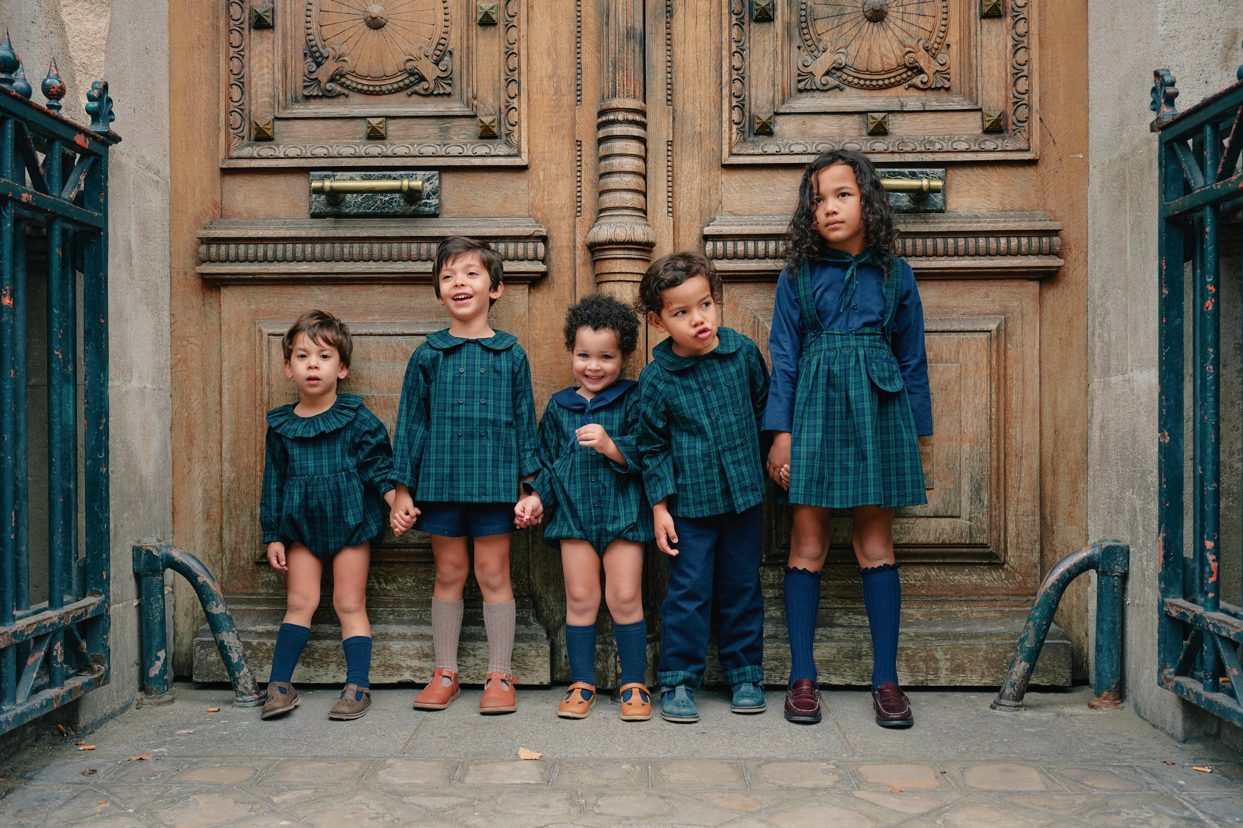 【予約/送料無料】Blouse CONVENTION - tartan green&blue / Maison Marelle