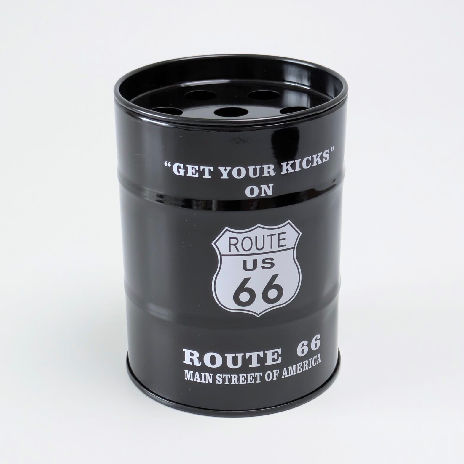 【 Route 66 ( ルート66 ) 】 Drum Ashtray / ドラム缶型灰皿 / スチールアシュトレイ　〚アメリカン雑貨 アメトイ〛