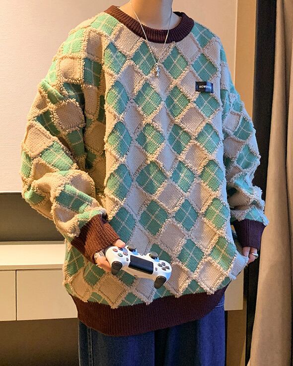 ダイヤ柄ニットセーター 9s 90city ユニセックスファッション通販サイト