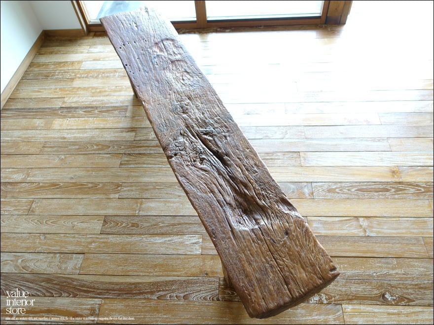 オールドチーク無垢材 プリミティブベンチN190cm 長椅子 古材家具 ダイニングベンチ ナチュラル 椅子 世界三大銘木