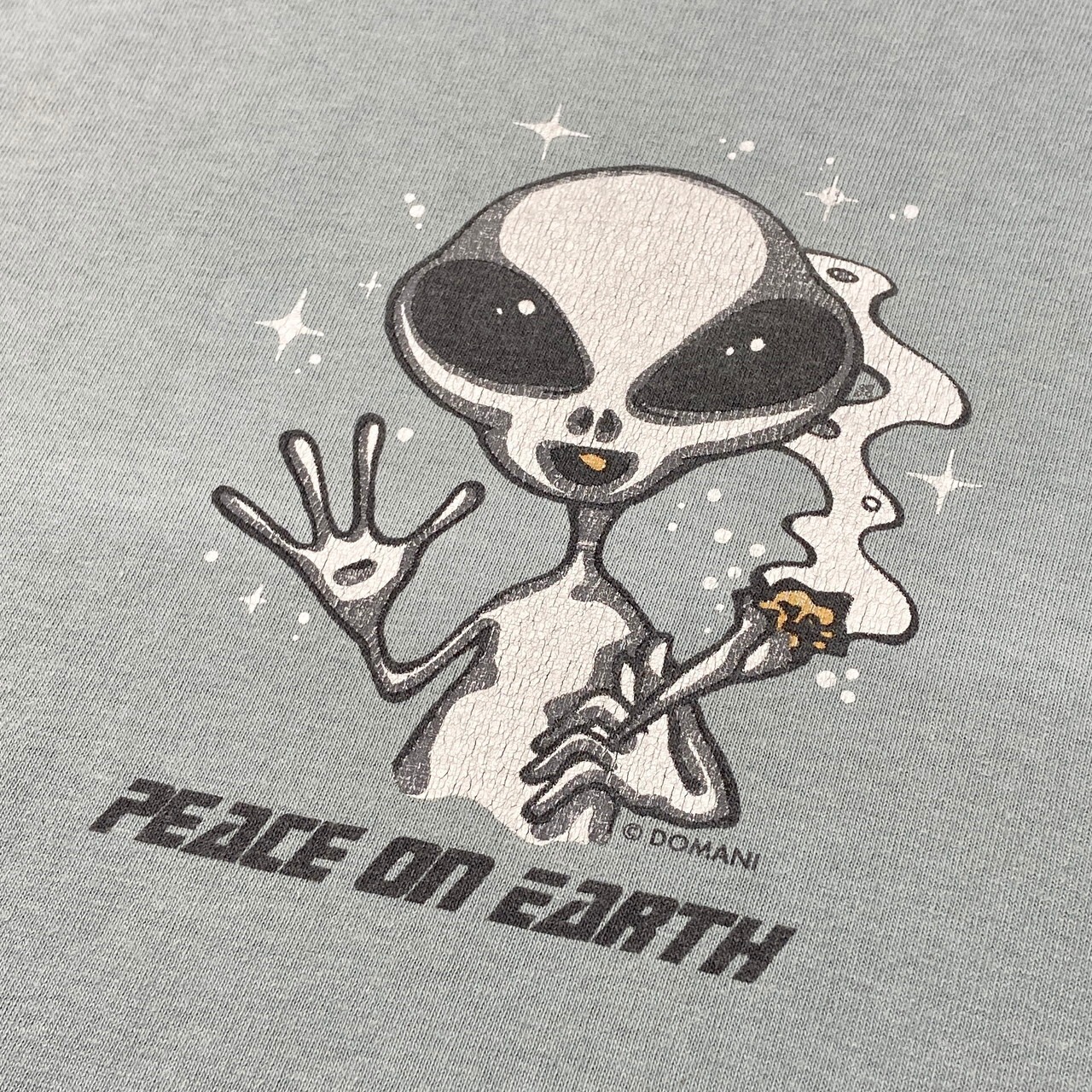 90年代 PEACE ON EARTH エイリアン プリントTシャツ メンズXL 古着 90s 