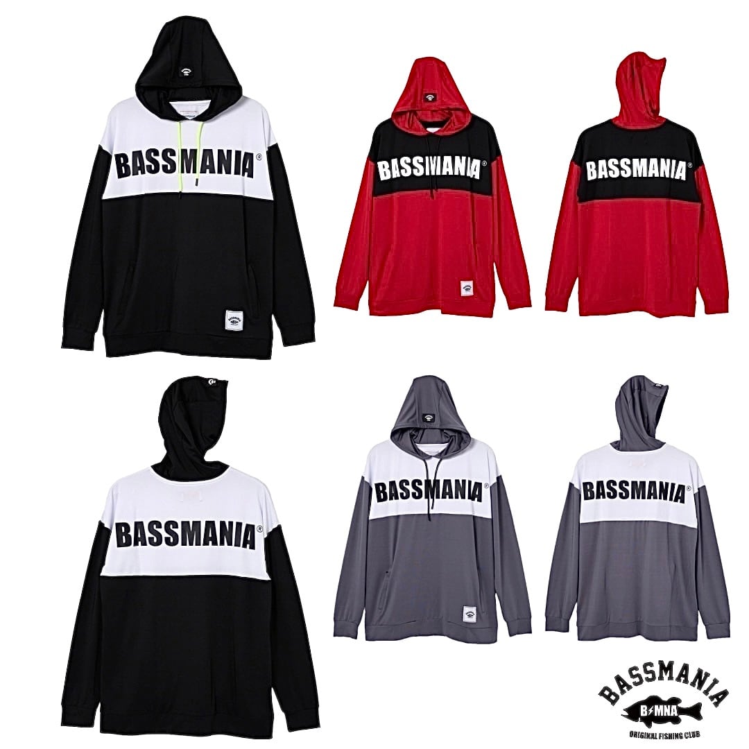 バスマニア ビッグロゴ バイカラー UVラッシュパーカー ビッグロゴバイカラーUVラッシュパーカー［WHT×BLK］［LIMITED
