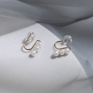 3Pearl pearl french earrings＊M-43