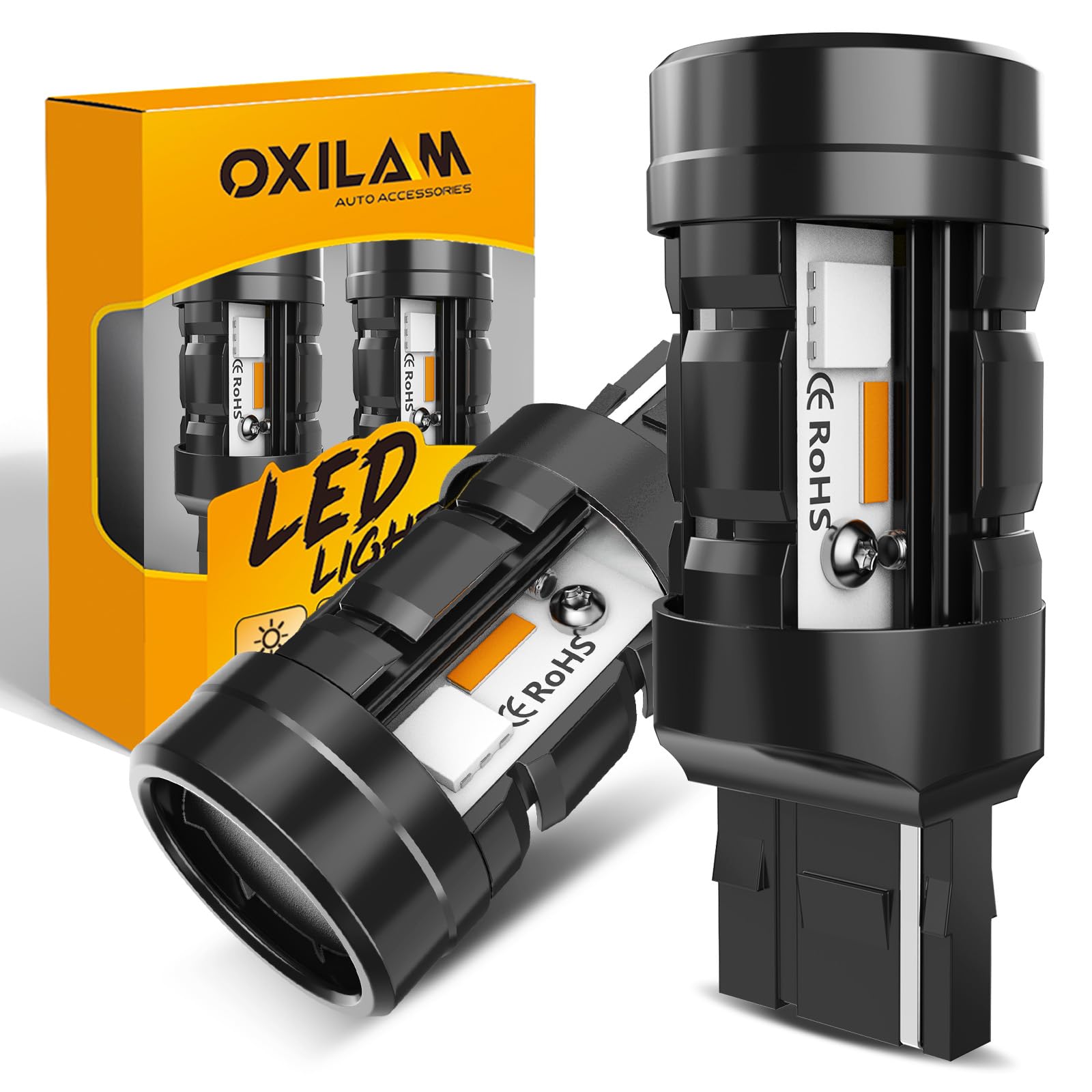 【新着特価】OXILAM t20 led ウインカー キャンセラー内蔵 led バルブ ハイフラ防止 アンバー 冷却ファン搭載 t20 ピンチ部違い兼用 ウインカー led 12v車専用 t20 シングル ステルス仕様 7440 瞬間起動 車検対応 2個セット