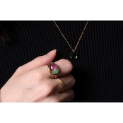 S925 OVAL DOUBLET STONE RING GOLD -MOHAVE TURQUOISE-