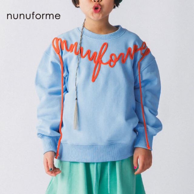 nunuforme nt26-002-11/ロープ刺繍トレーナー Blue