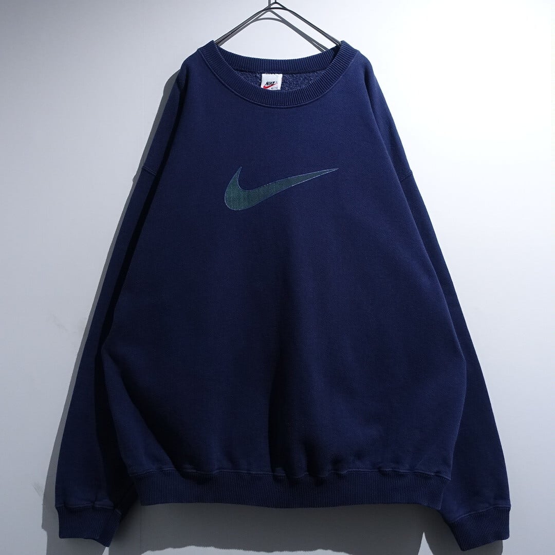 90s “NIKE” Navy Swoosh Logo Print Design Sweat