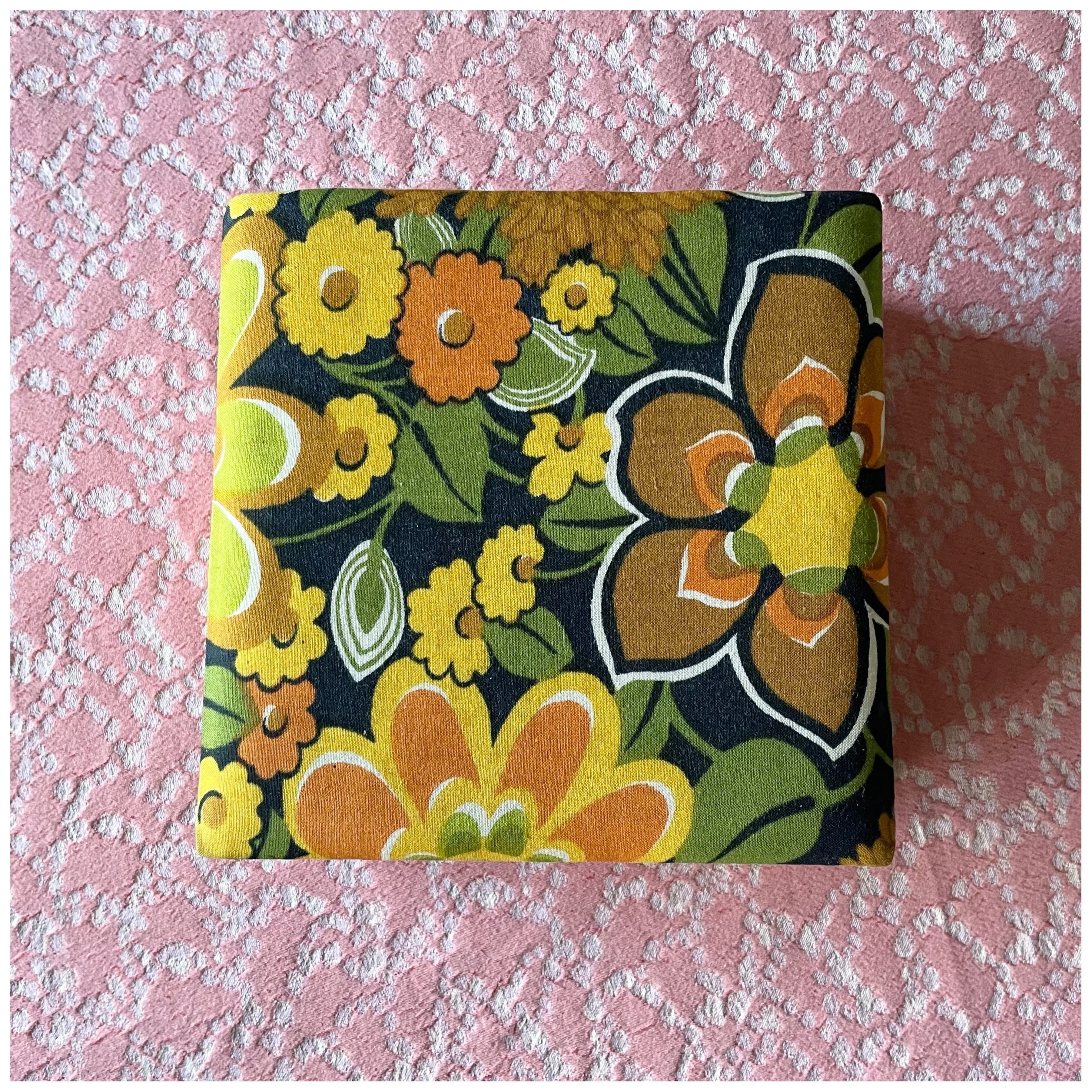 フランス ヴィンテージ カルトナージュ ボックス フラワー 正方形