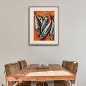 Silver Eyes｜オレンジとシルバーが輝くモダンポップアートポスター｜洗練された彩りでダイニングや店舗空間をスタイリッシュに演出A4ポスター