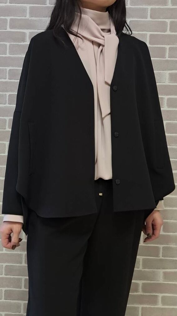 フォーマル対応 PASSIONE ポンチョ風 ドルマンジャケット セットアップ対応 No.616918 黒 ブラック サイズ38 9号 Mサイズ パシオーネ