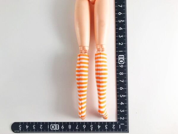 ドールアクセサリ 1/6 女性用 靴下 ストッキング 橙白縞 TKDG23G85-3 - 画像2