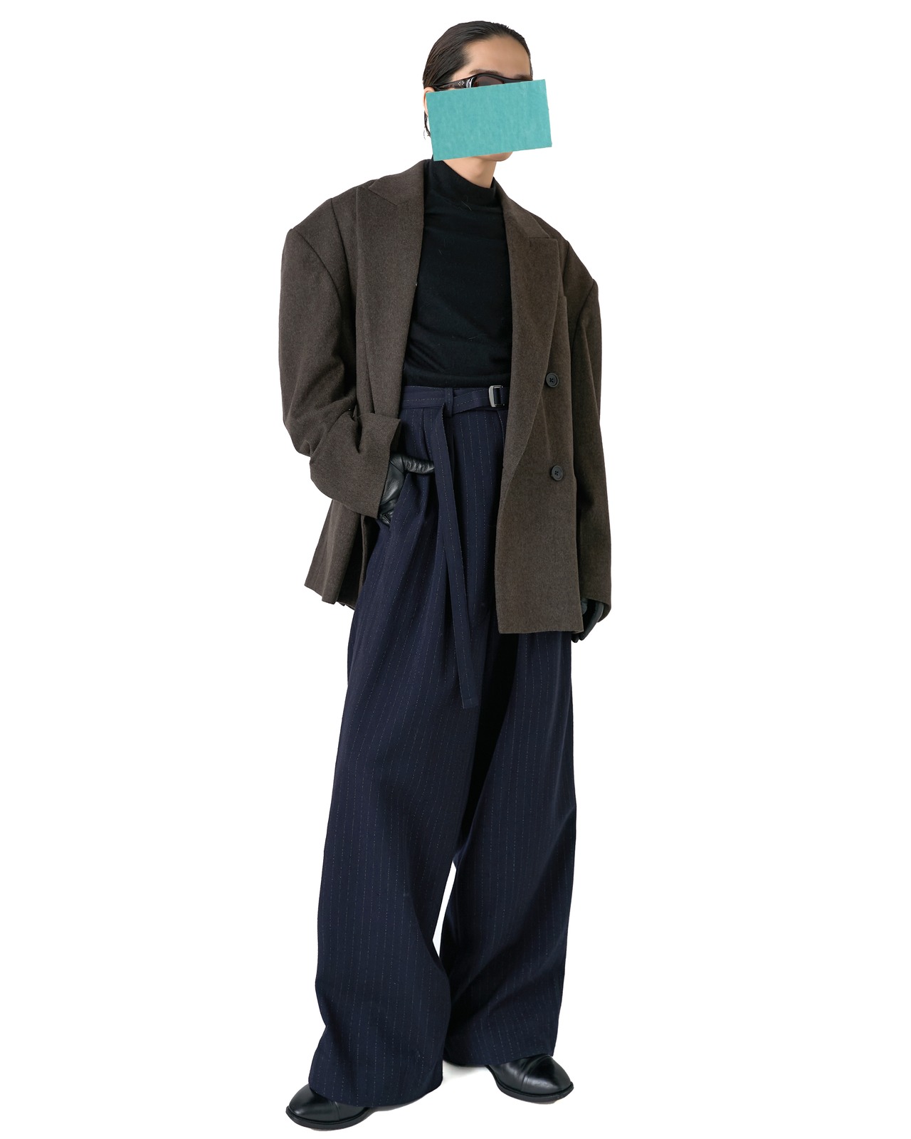 m's braque  "BELTED BAGGY PANTS〔NAVY STRIPE〕"